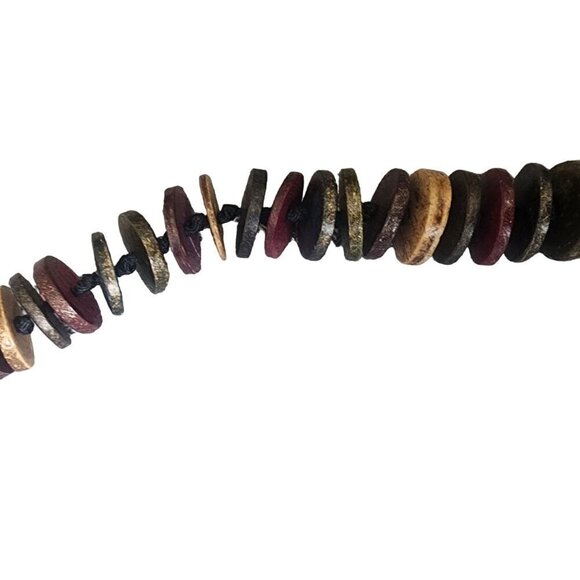 Vintage 1970's Retro Chunky 30" Wooden Button Bead Necklace - Picture 3 of 6